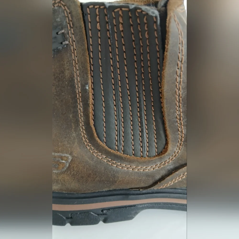Skechers Men’s Slip‑On Leather Ankle Boots – Size 13